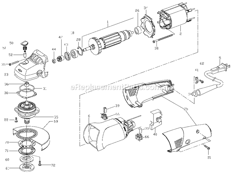 Porter Cable 7429 (Type 1) 5in Trigger Grinder Power Tool Page A Diagram